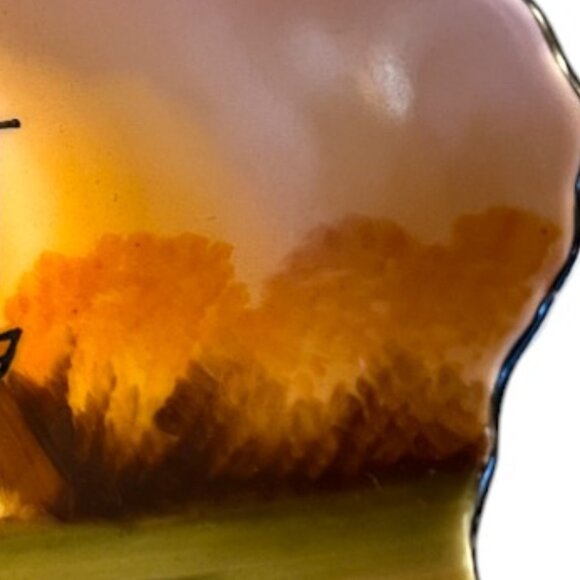 Vtg NORITAKE Lusterware Porcelain Handpainted Art Trinket Dish Scalloped Japan - Picture 6 of 11